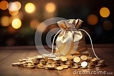 money bag with gold coins Stock Photo