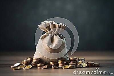 money bag with gold coins Stock Photo