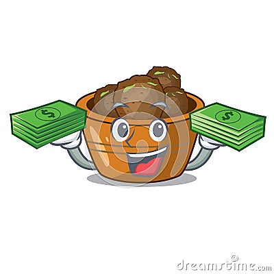 With money bag gulab jamun a very delicious cartoon Vector Illustration