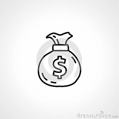 Money bag line icon, sack of money icon. money pouch line icon Vector Illustration