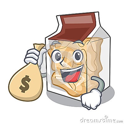With money bag pork rinds isolated in the cartoon Vector Illustration