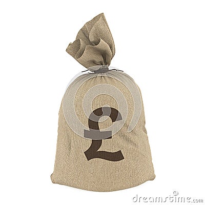 Money Bag with Pound Currency Sign Isolated Stock Photo