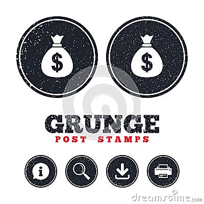 Money bag sign icon. Dollar USD currency. Vector Illustration