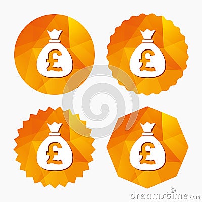 Money bag sign icon. Pound GBP currency. Stock Photo