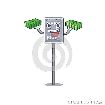 With money bag toy keep right shaped on cartoon Vector Illustration