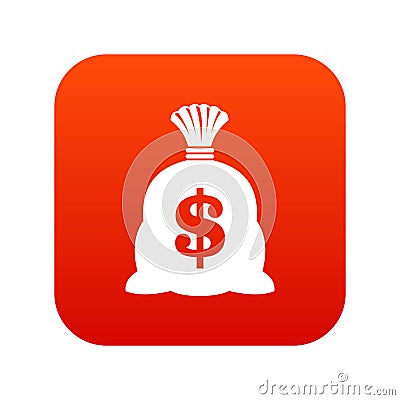 Money bag with US dollar sign icon digital red Vector Illustration