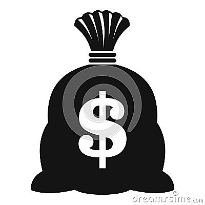 Money bag with US dollar sign icon, simple style Vector Illustration