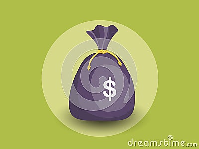 Money bag vector icon with dollar sign. isolated color and Background. Gift and decorative element. Vector Illustration