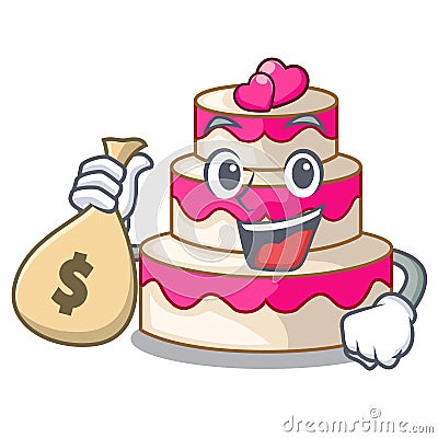 With money bag wedding cake in the character shape Vector Illustration
