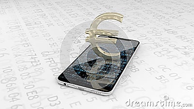 Money, balance, euro, an online wallet. Online Currency. 3D illustration. Cartoon Illustration