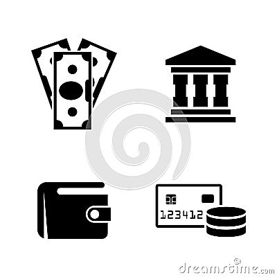 Money Banking. Simple Related Vector Icons Stock Photo