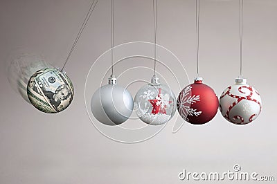 Money bauble collision balls concept Stock Photo