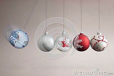 Money bauble collision balls concept Stock Photo