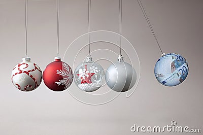 Money bauble collision balls concept Stock Photo