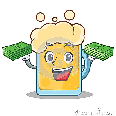 With money beer character cartoon style Vector Illustration