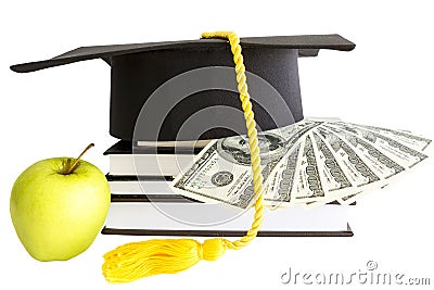 Money and books for school Stock Photo