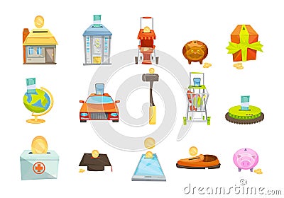 Money Box Concept Elements Vector Illustration