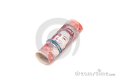 Money british pounds sterling gbp under rubber band Editorial Stock Photo