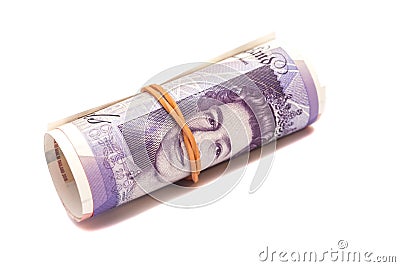 Money british pounds sterling gbp under rubber band Editorial Stock Photo