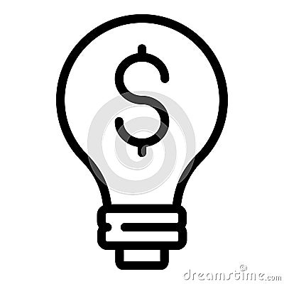 Money bulb idea icon, outline style Vector Illustration