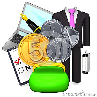 Money And Business Item Cartoon Illustration