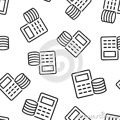 Money calculation icon seamless pattern background. Budget banking vector illustration on white isolated background. Financial Vector Illustration