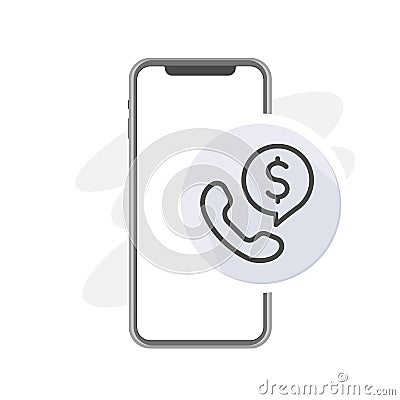 money at call, trader cash call, money calling, mobile phone icon bank, money market, payment request, loan by cell phone sign Vector Illustration