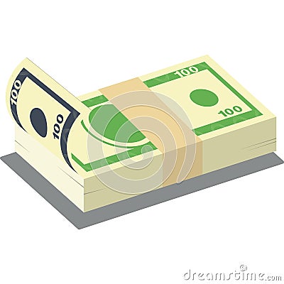 Money cash stack vector icon paper dollar isolated Vector Illustration