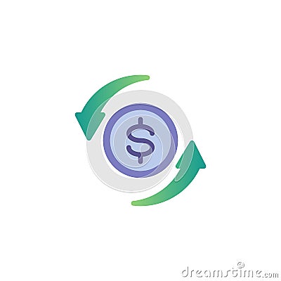 Money cashback flat icon Vector Illustration