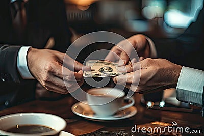 Money Changing Hands in Corrupt Practices . AI Generative Stock Photo