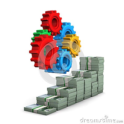 Money Chart Gears Stock Photo