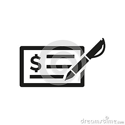 Money check icon on white background Cartoon Illustration