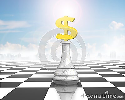 Money chess of golden dollar currency on chessboard Stock Photo