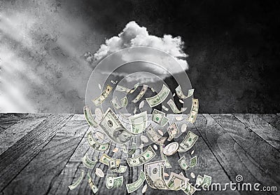 Money Cloud Raining Money Stock Photo