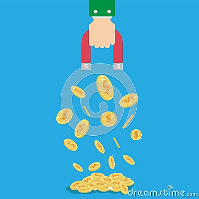 Money coin Magnet in businessman hand concept Vector Illustration