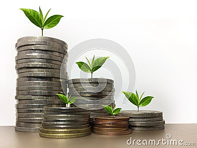 Money coins in saving stack concept Stock Photo