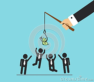 Money and competition in the office Vector Illustration