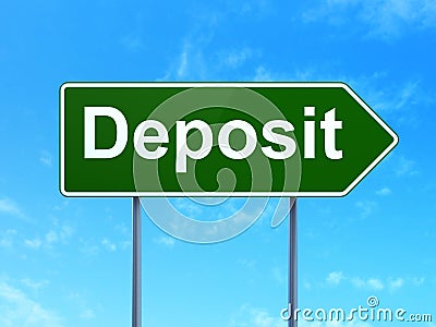 Money concept: Deposit on road sign background Stock Photo