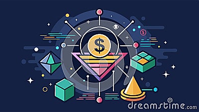 Money convert icon form lines, triangles and particle style design. Illustration vector Vector Illustration