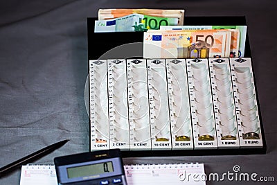 Money count, sort, sorting device Stock Photo