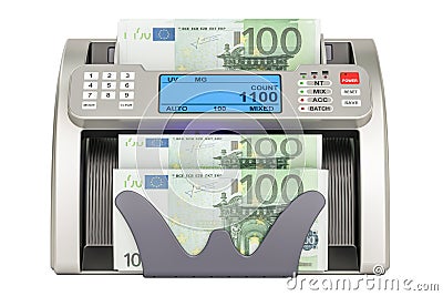 Money counting machine with euro, 3D Stock Photo