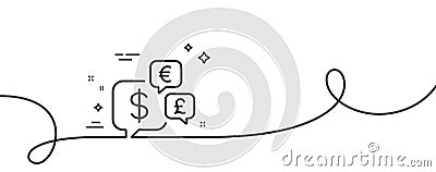 Money currency line icon. Cash exchange sign. Continuous line with curl. Vector Vector Illustration