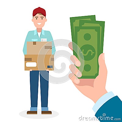 Money for delivery. Vector Illustration