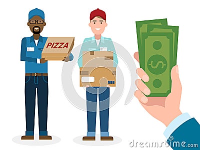 Money for delivery. Vector Illustration