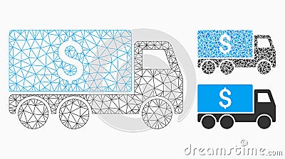 Money Delivery Vector Mesh 2D Model and Triangle Mosaic Icon Vector Illustration