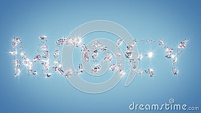 money - diamond text on light blue bg - abstract 3D illustration Cartoon Illustration
