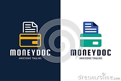 Money document and credit card icon. Linear logo style sign for mobile concept and web design. Financial accounting simple line Stock Photo