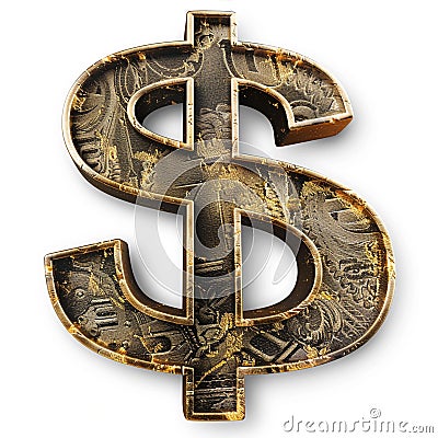 money dollar in a gold dollar sign logo Stock Photo