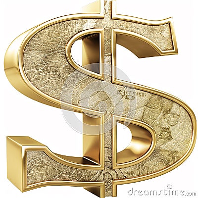 money dollar in a gold dollar sign logo Stock Photo