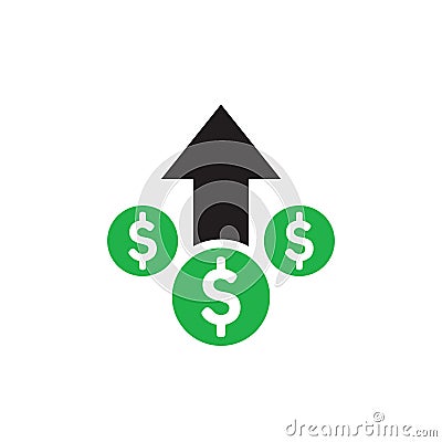 Money dollar up arrow, growth finance graphic - concept icon design. Success sign. Vector illustration. Vector Illustration